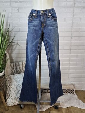 Vintage Y2k True Religion Low Rise Flare Jeans Size 31 Medium Wash